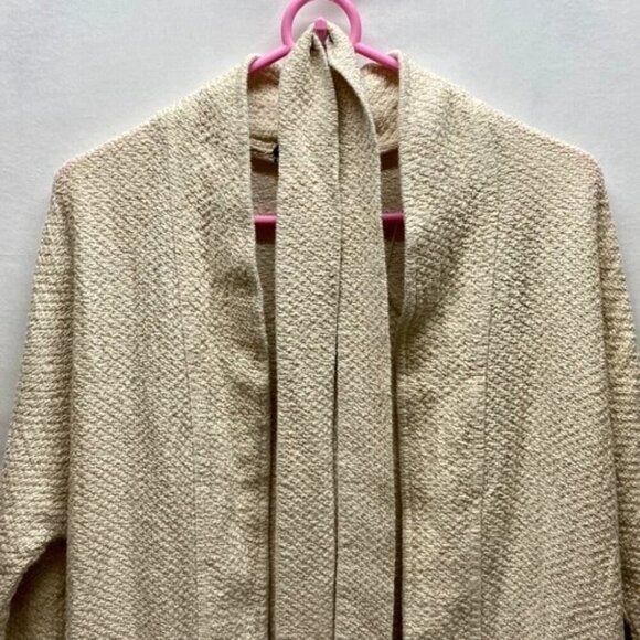 Massimo Dutti Open Front Cardigan Women's Medium Cream Beige Sweater Belted GUC - Picture 2 of 14